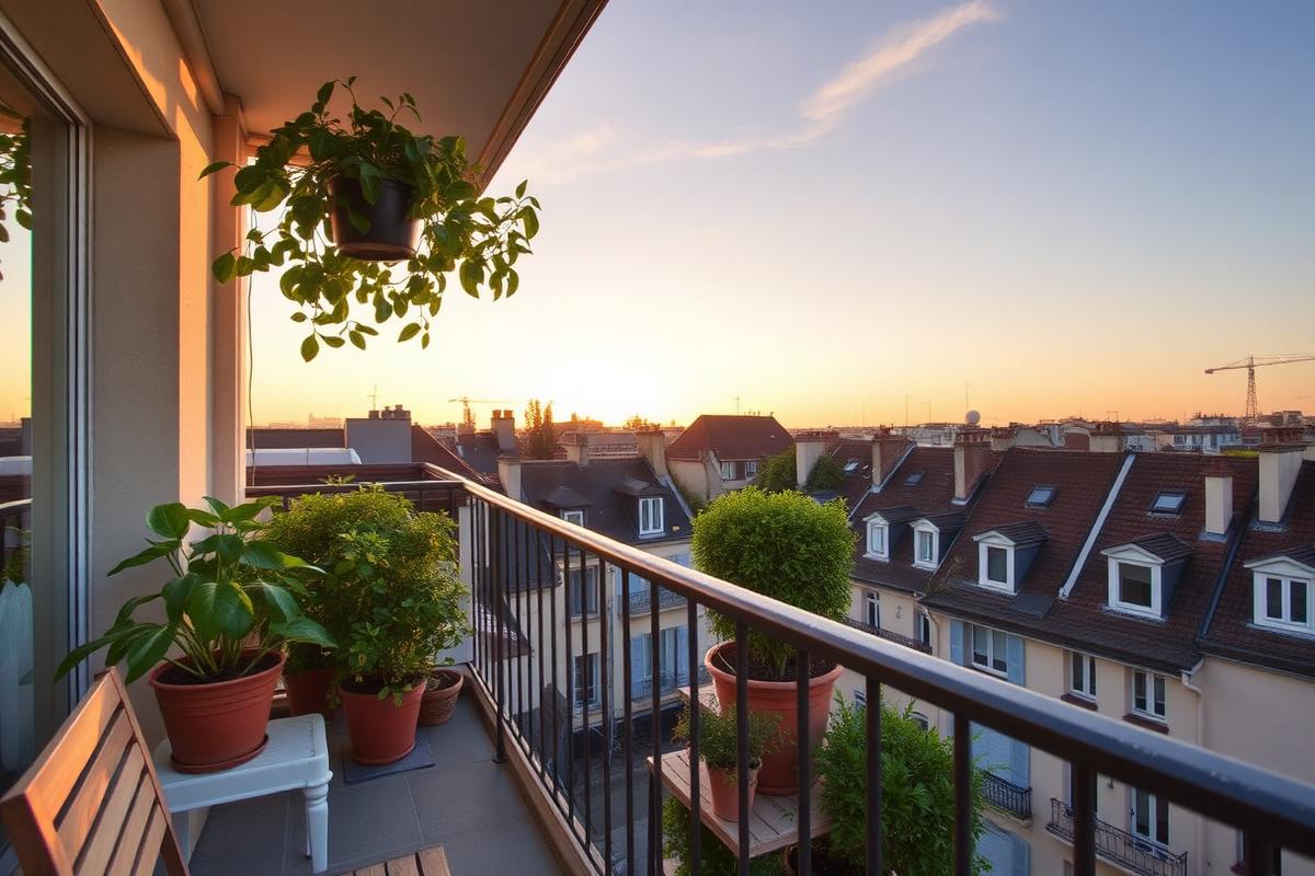 Balcon avec vue sur les toits